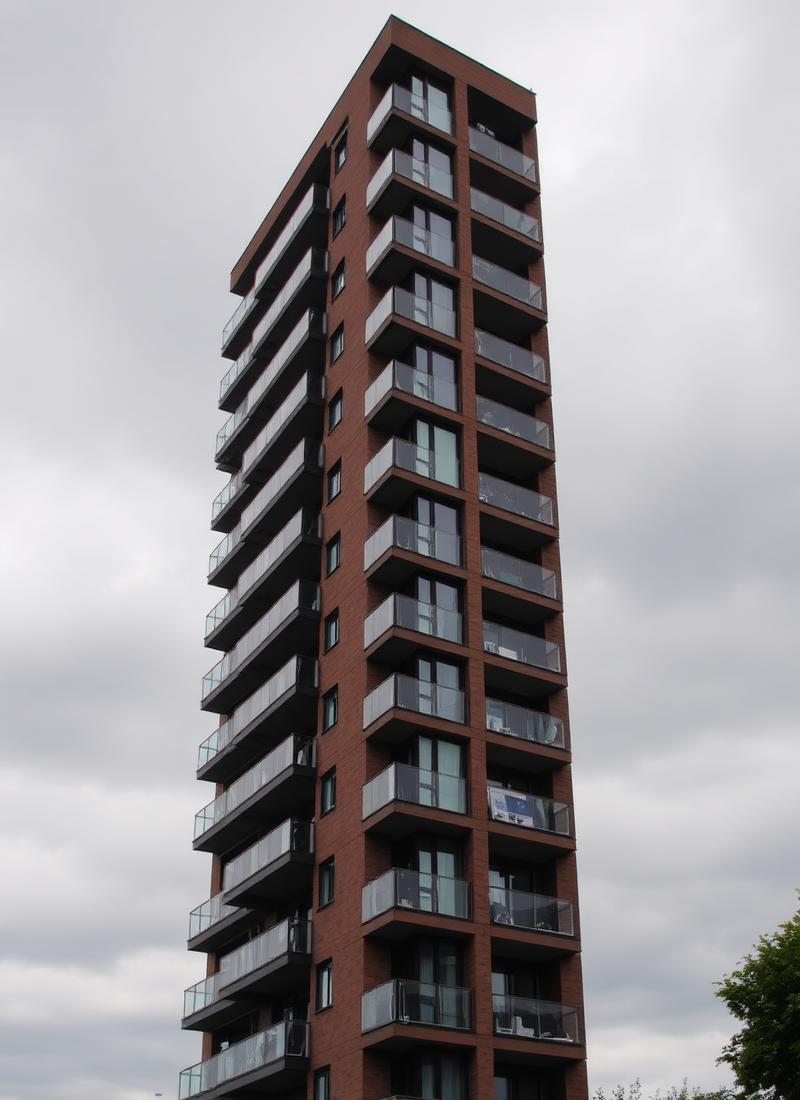 Modernes Wohngebäude in Berlin mit Klinkerfassade und Balkonen